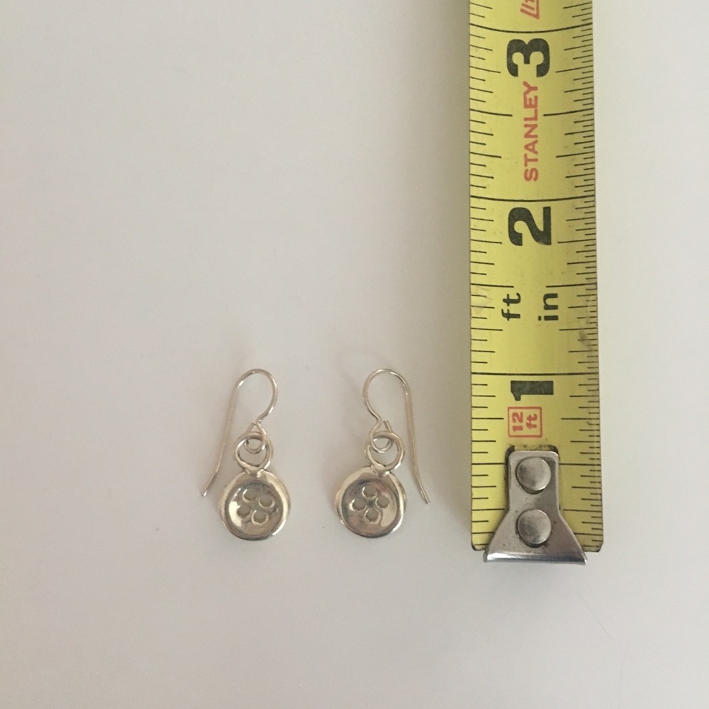 Silver button earrings - Picture 2 of 2